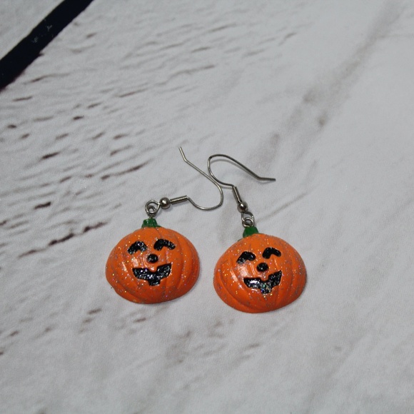 Sparkle Pumpkin Earrings - Picture 1 of 1